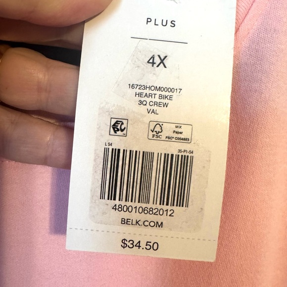 NWT Kim Rogers Pink 3/4 Sleeve V-NECKLINE Top  PLUS  4X     #CL - Picture 9 of 9